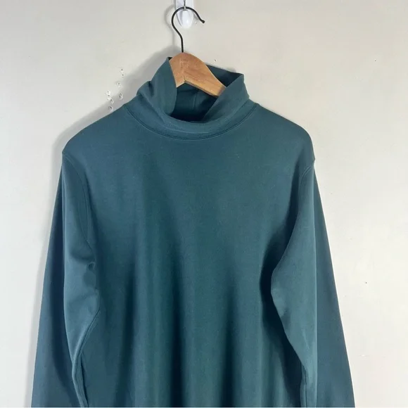 L.L. Bean Forest Green Women's Turtleneck Long Sleeve Top Size XL Cotton Blend - Picture 3 of 8